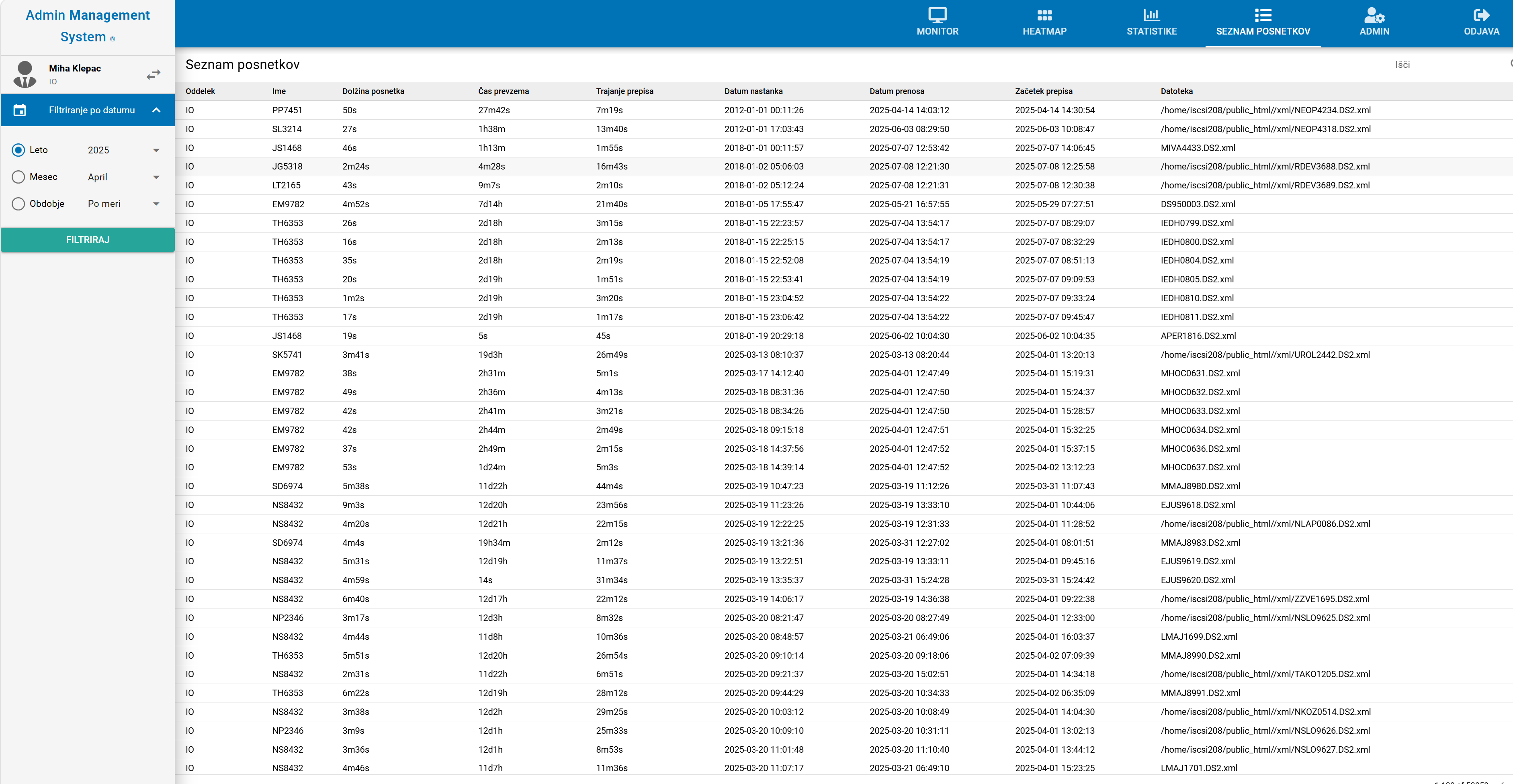 AMS – list of recordings